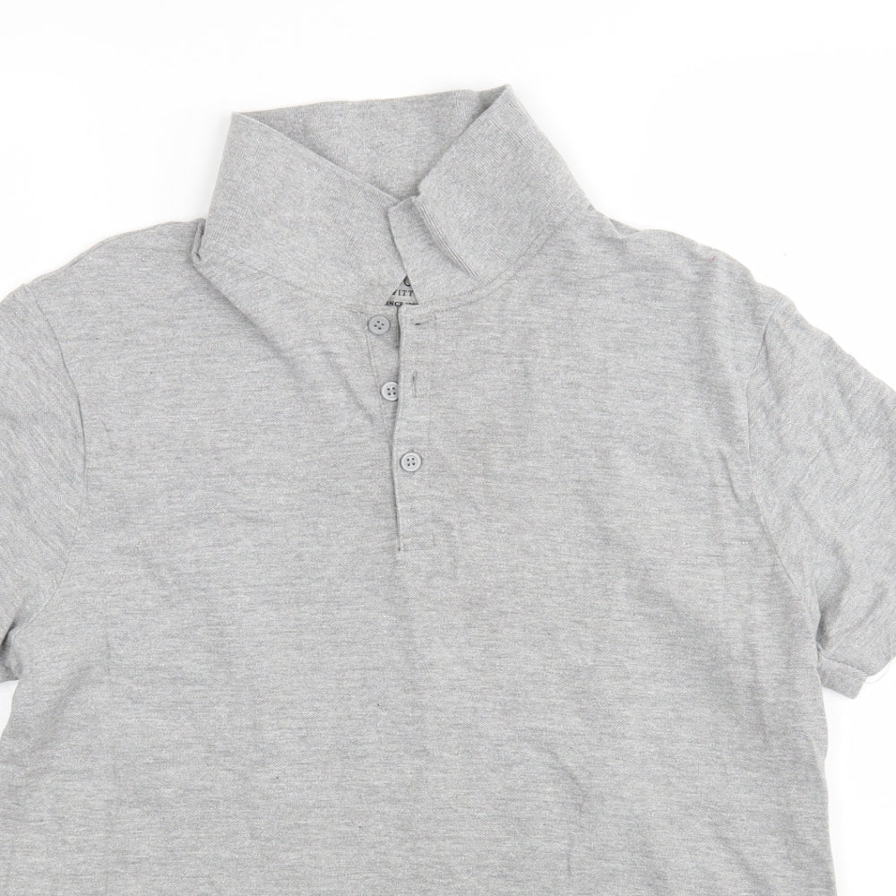 George Mens Grey  Cotton  Polo Size M Collared