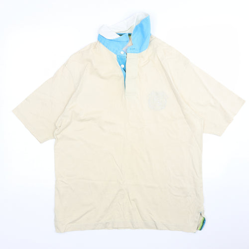 M&S Mens Beige  Cotton  Polo Size M Collared