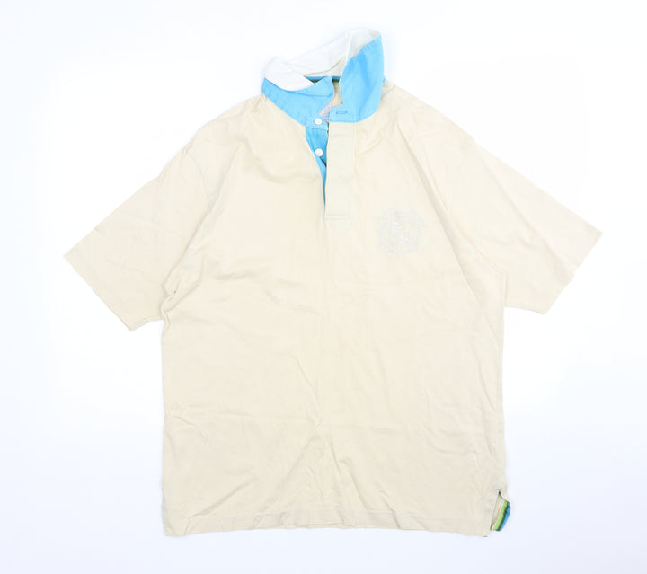 M&S Mens Beige Cotton Polo Size M Collared