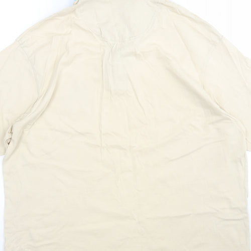 M&S Mens Beige  Cotton  Polo Size M Collared