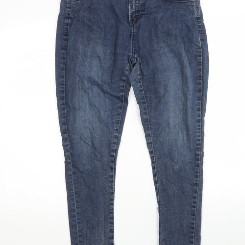 Preworn Womens Blue  Cotton Skinny Jeans Size 12 L28 in Regular