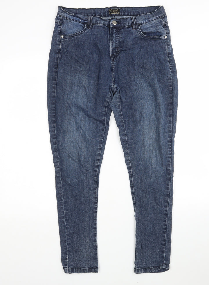 Preworn Womens Blue Cotton Skinny Jeans Size 12 L28 in Regular
