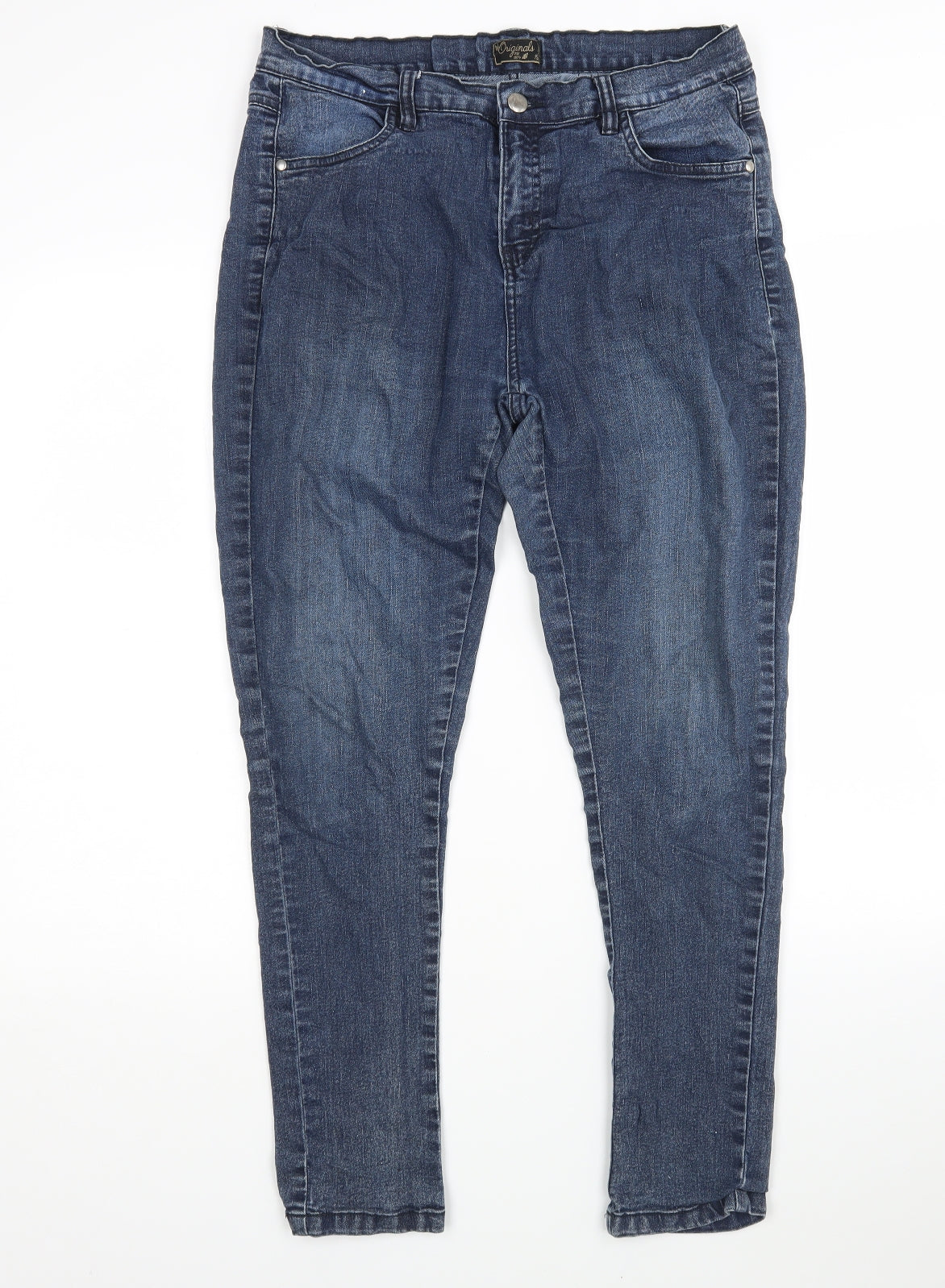 Preworn Womens Blue  Cotton Skinny Jeans Size 12 L28 in Regular