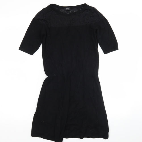 F&F Womens Black  Viscose Jumper Dress  Size 8  Round Neck