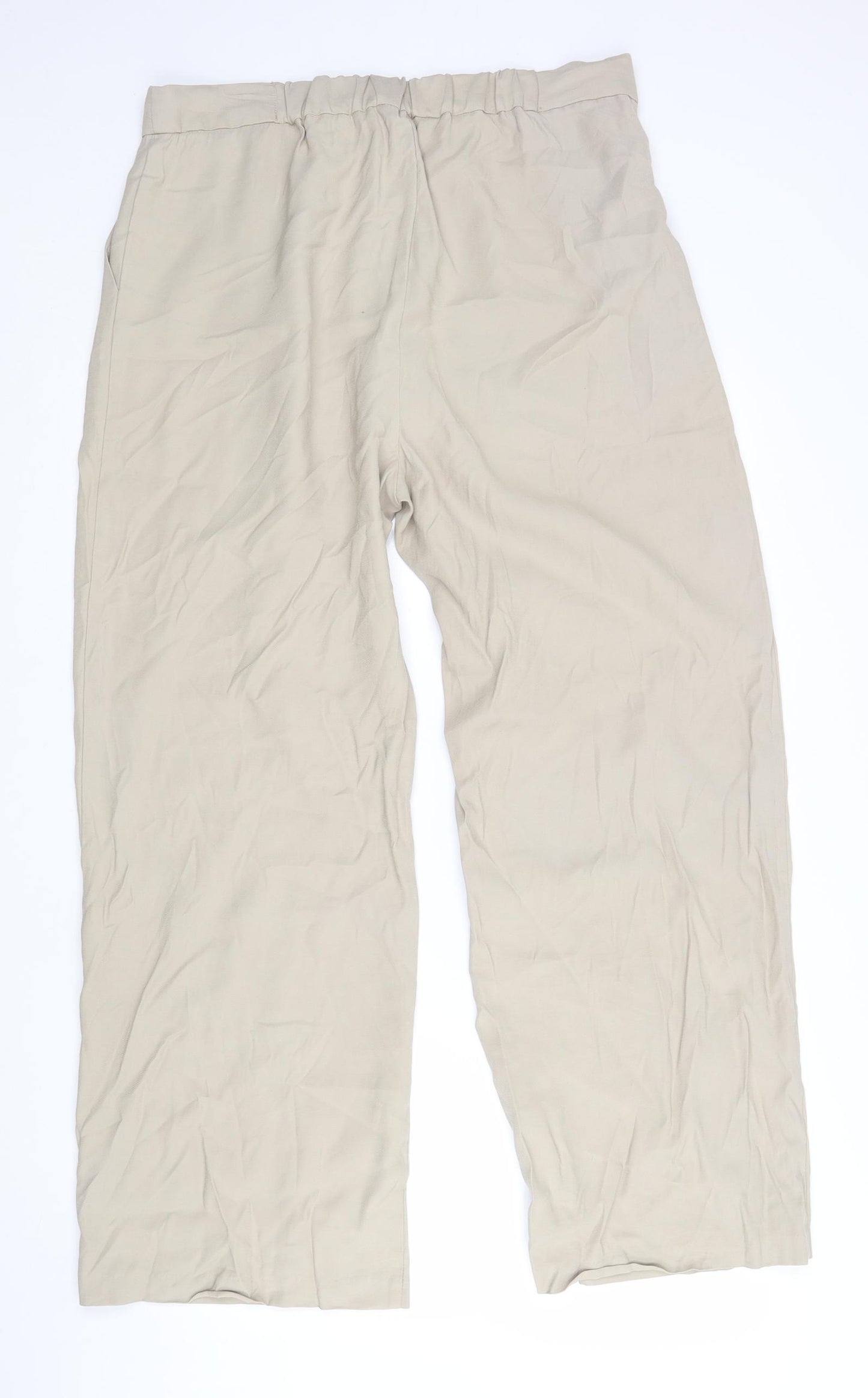 F&F Womens Beige  Viscose Trousers  Size 16 L29 in Regular