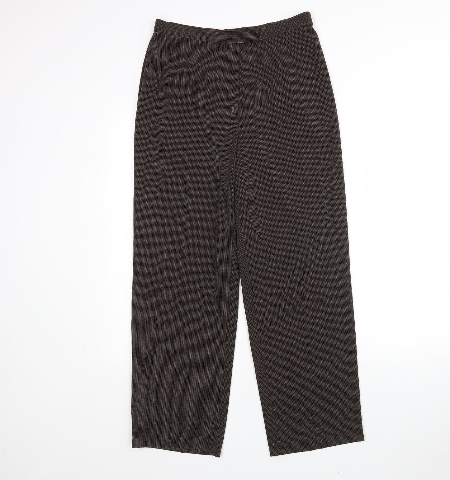 M&S Womens Brown  Polyester Trousers  Size 12 L27 in Regular