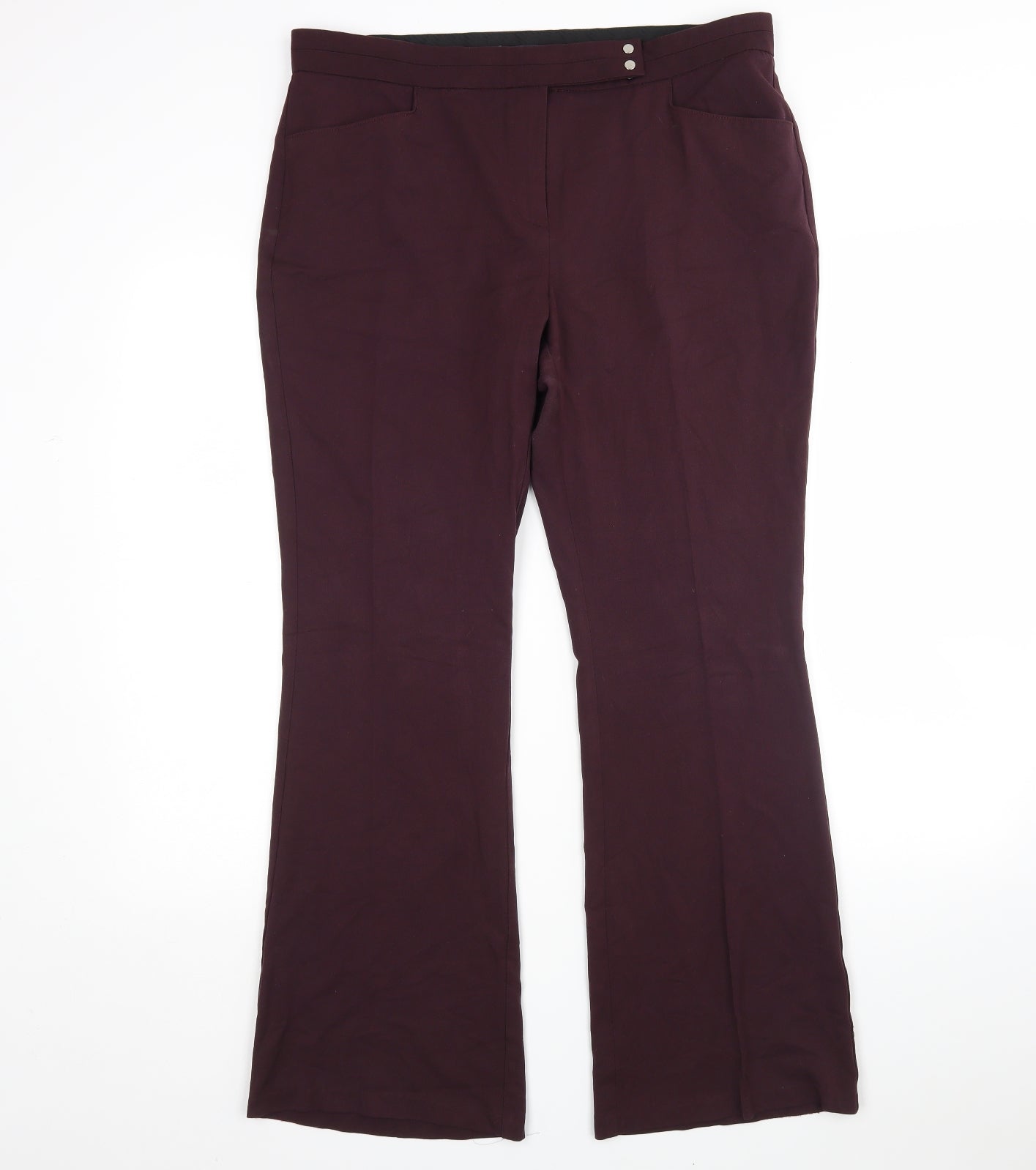 M&S Womens Purple  Polyester Trousers  Size 14 L30 in Regular