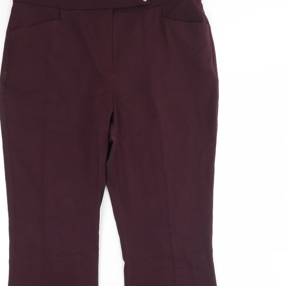 M&S Womens Purple  Polyester Trousers  Size 14 L30 in Regular