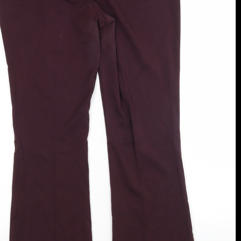M&S Womens Purple  Polyester Trousers  Size 14 L30 in Regular