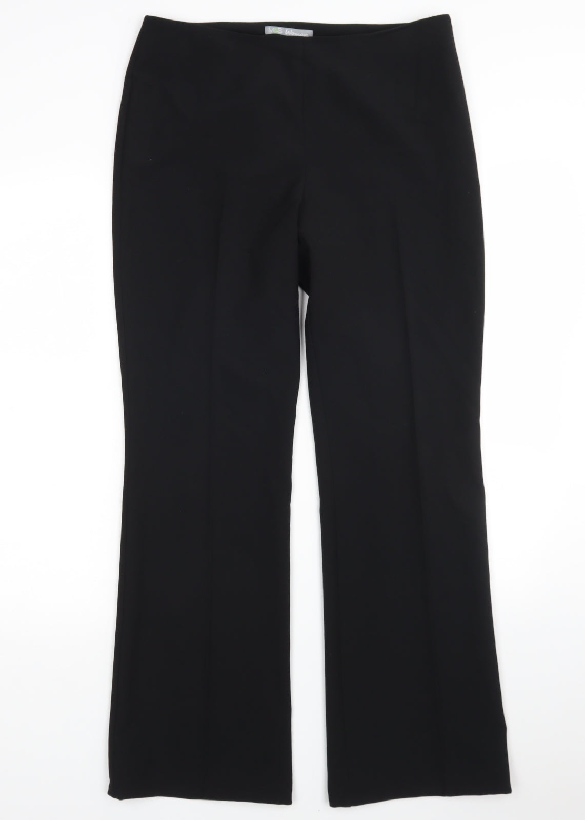 M&S Womens Black  Polyester Trousers  Size 12 L30 in Regular
