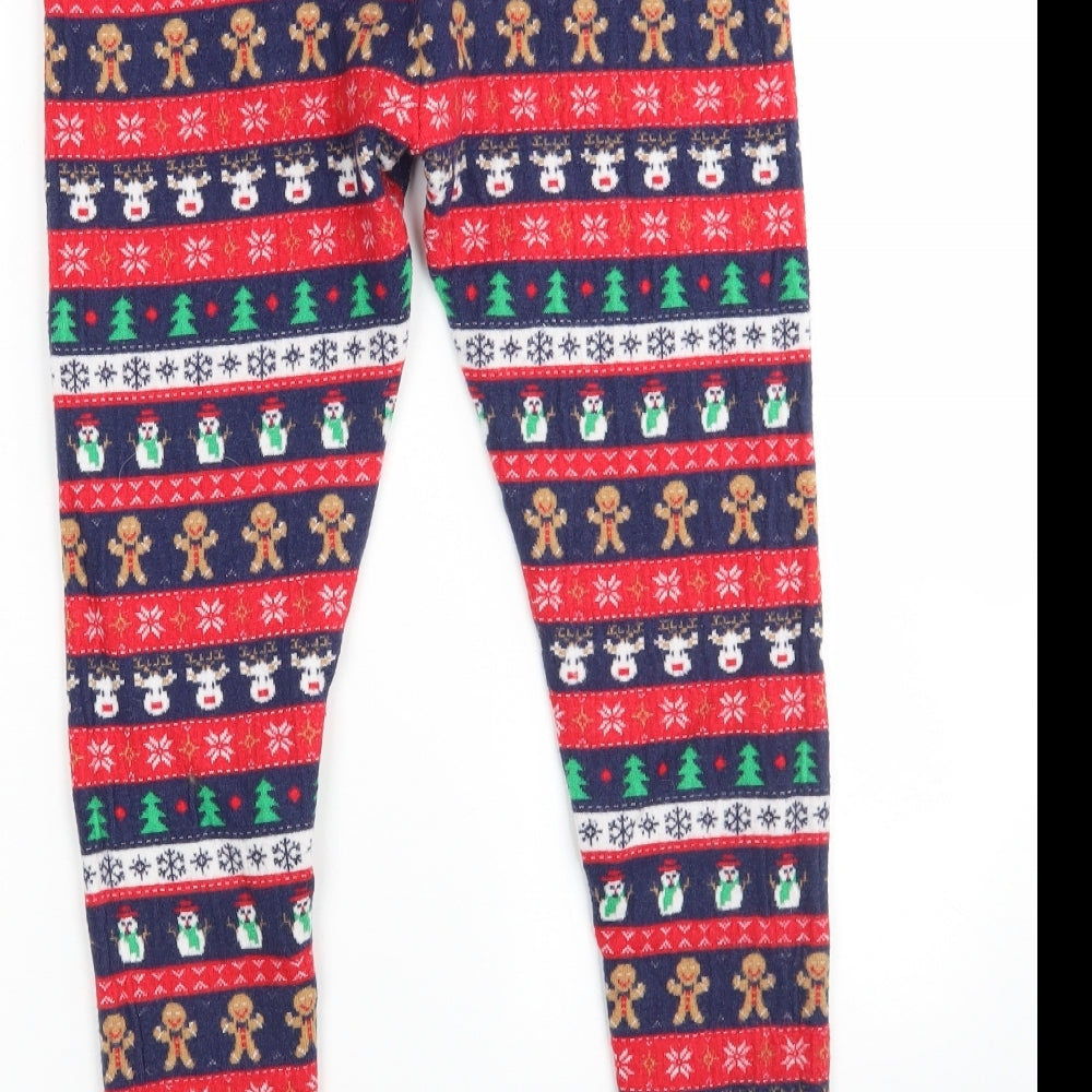 Primark Womens Multicoloured Striped   Pyjama Pants Size M   - Christmas