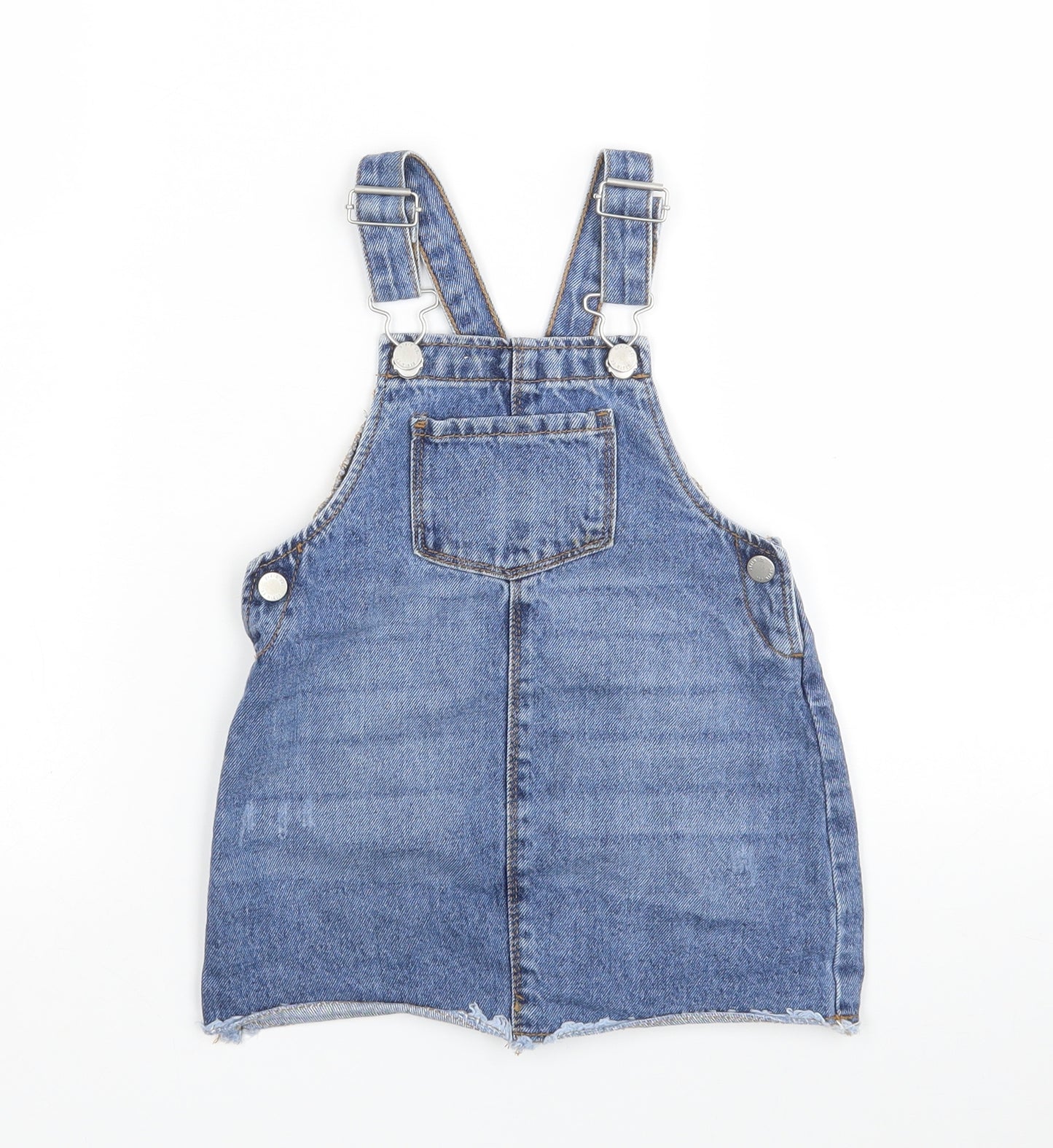 Primark Girls Blue  Cotton Pinafore/Dungaree Dress  Size 18-24 Months  Off the Shoulder