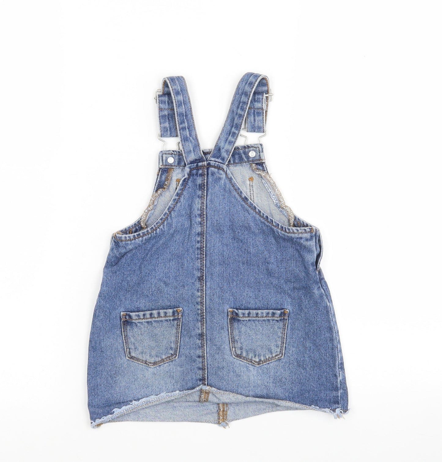 Primark Girls Blue  Cotton Pinafore/Dungaree Dress  Size 18-24 Months  Off the Shoulder