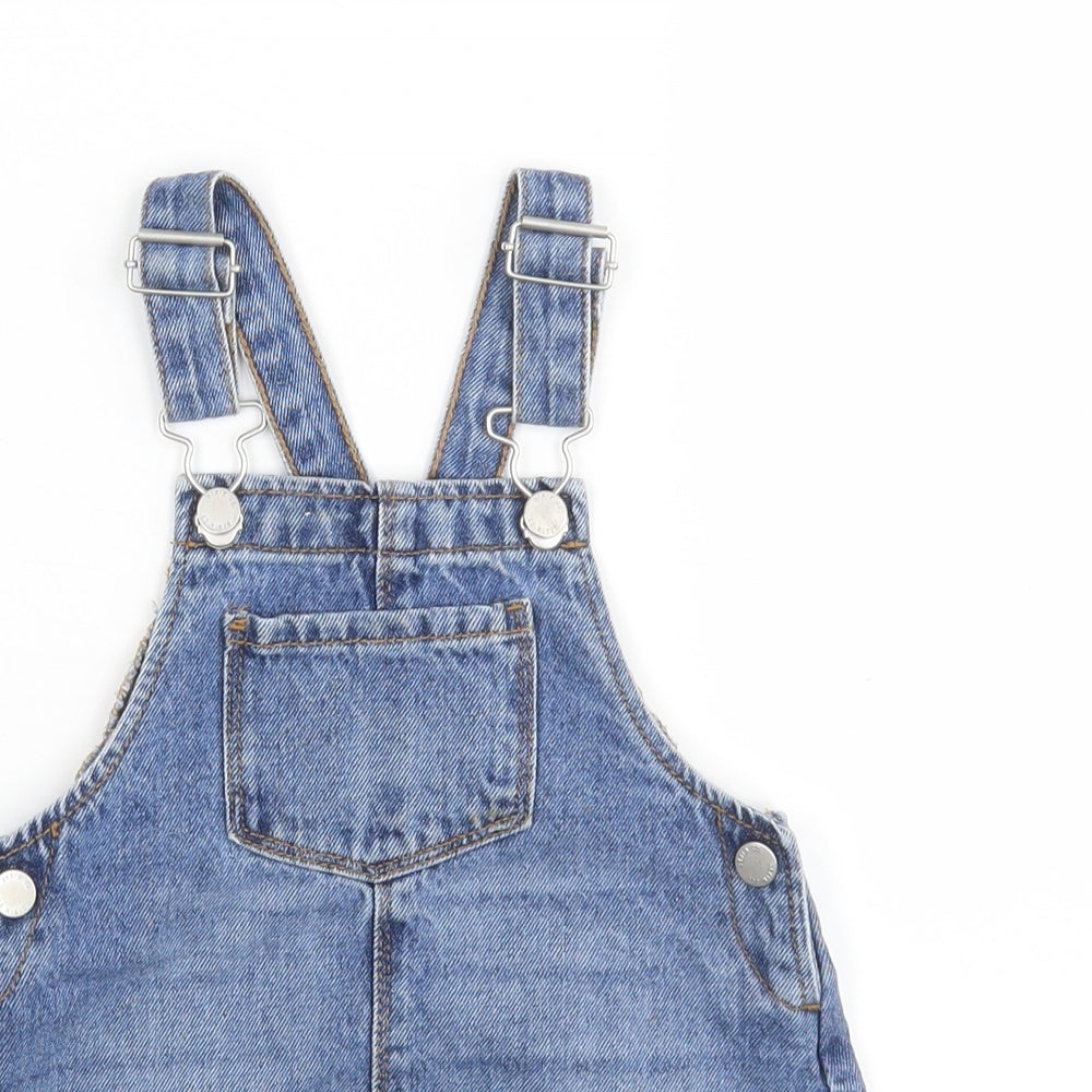 Primark Girls Blue  Cotton Pinafore/Dungaree Dress  Size 18-24 Months  Off the Shoulder