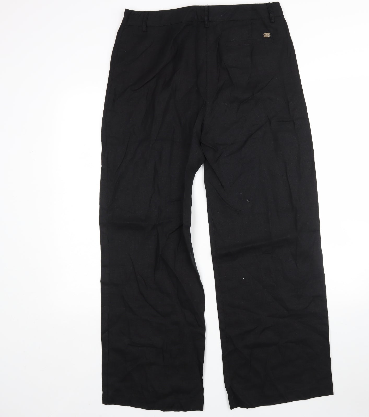 Per Una Womens Black  Linen Trousers  Size 12 L30 in Regular