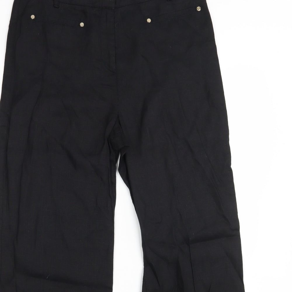 Per Una Womens Black  Linen Trousers  Size 12 L30 in Regular