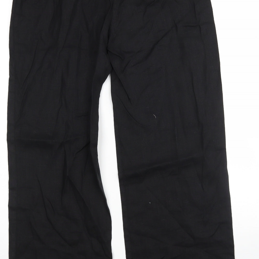 Per Una Womens Black  Linen Trousers  Size 12 L30 in Regular
