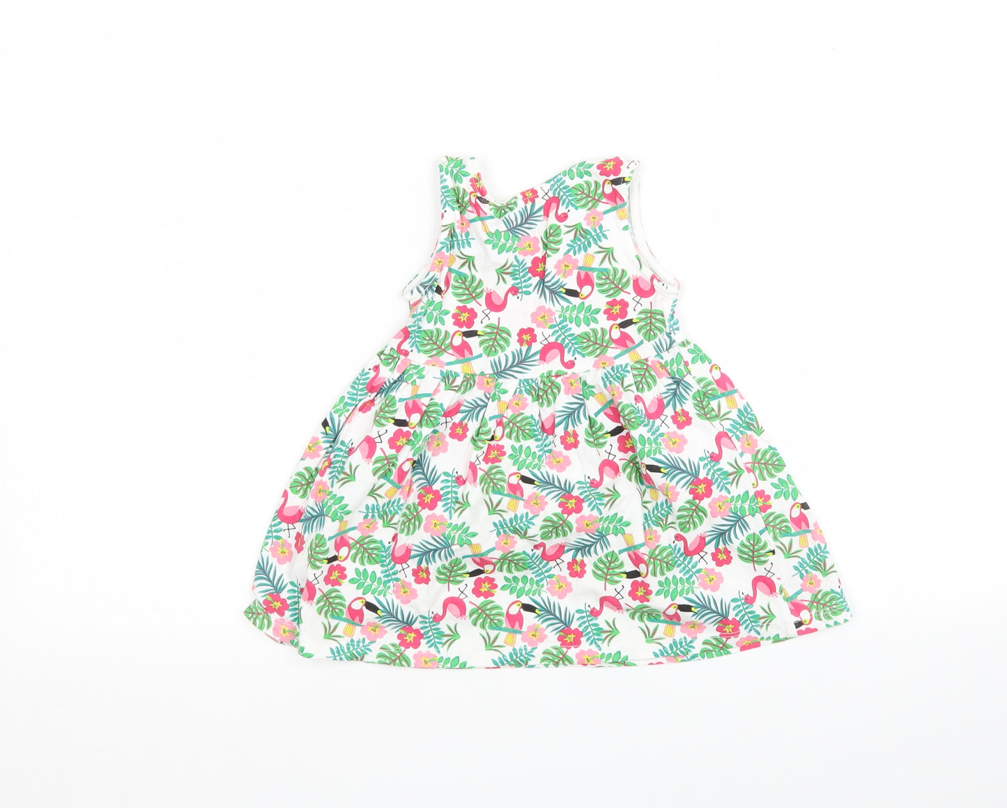 Primark Girls Multicoloured Floral Cotton A-Line  Size 9-12 Months  Round Neck