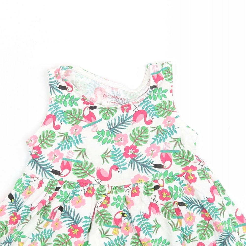 Primark Girls Multicoloured Floral Cotton A-Line  Size 9-12 Months  Round Neck