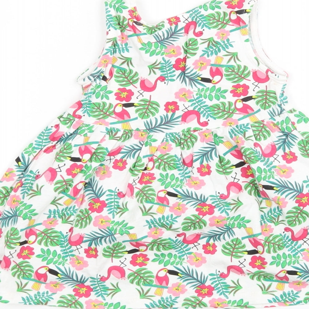 Primark Girls Multicoloured Floral Cotton A-Line  Size 9-12 Months  Round Neck