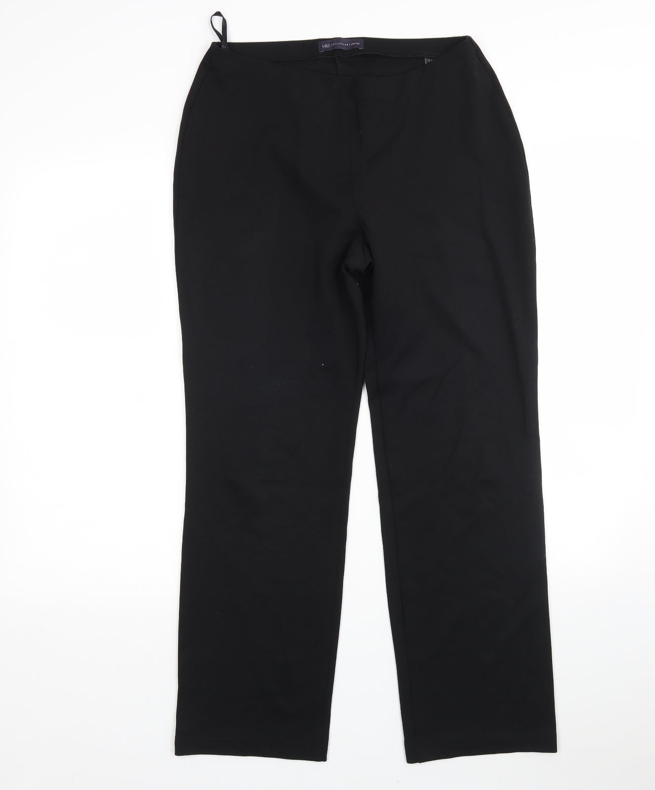 M&S Womens Black  Polyester Trousers  Size 10 L28 in Slim