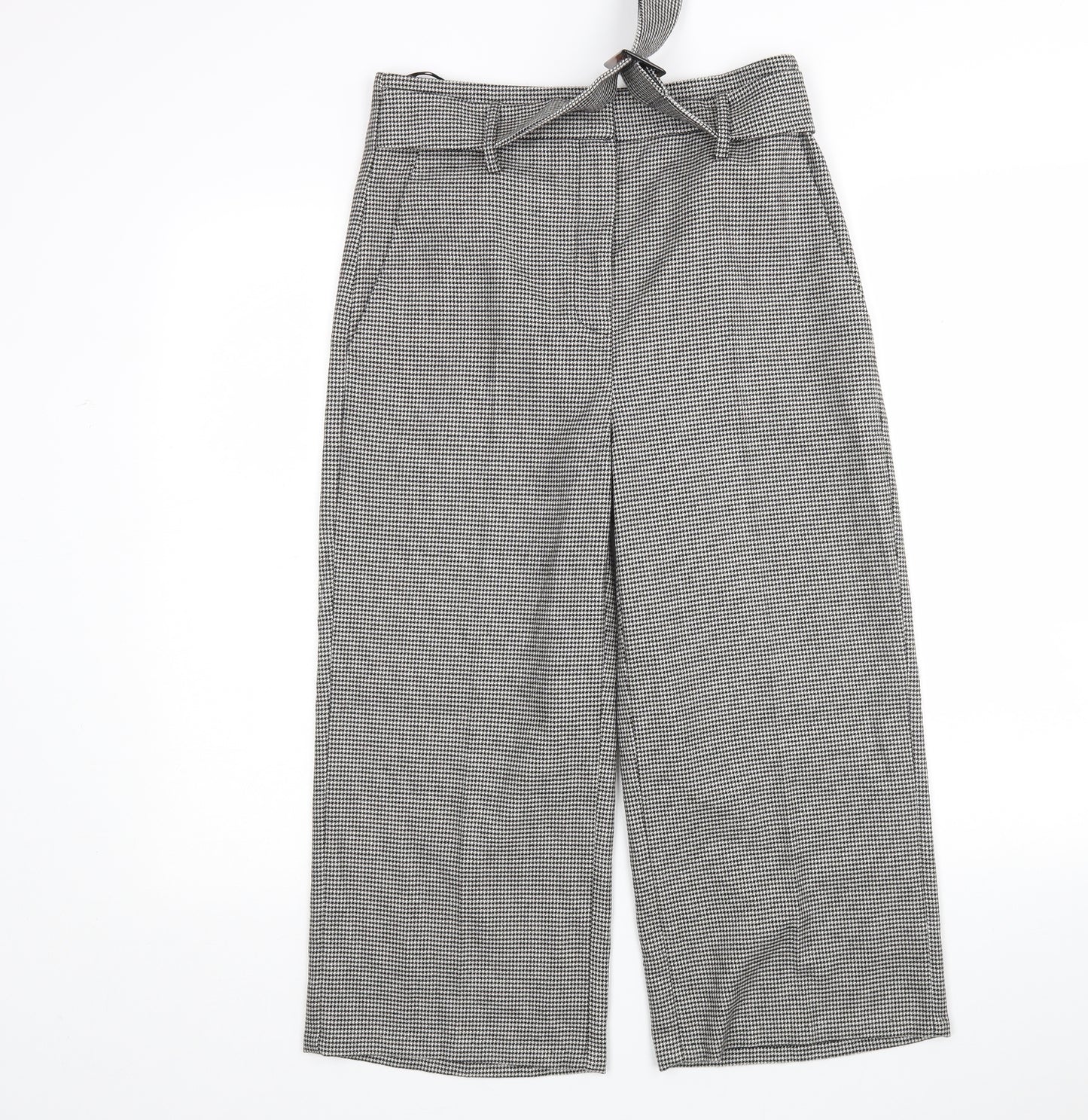 F&F Womens Multicoloured Houndstooth Polyester Cropped Trousers Size 8 L22 in Regular