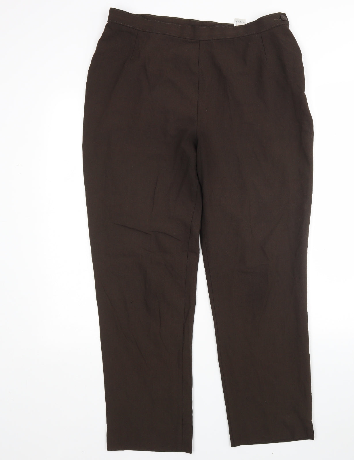 M&S Womens Brown  Polyester Trousers  Size 16 L29 in Regular