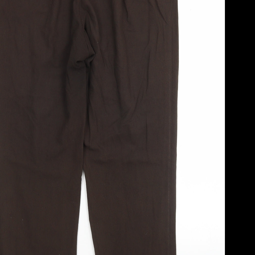 M&S Womens Brown  Polyester Trousers  Size 16 L29 in Regular