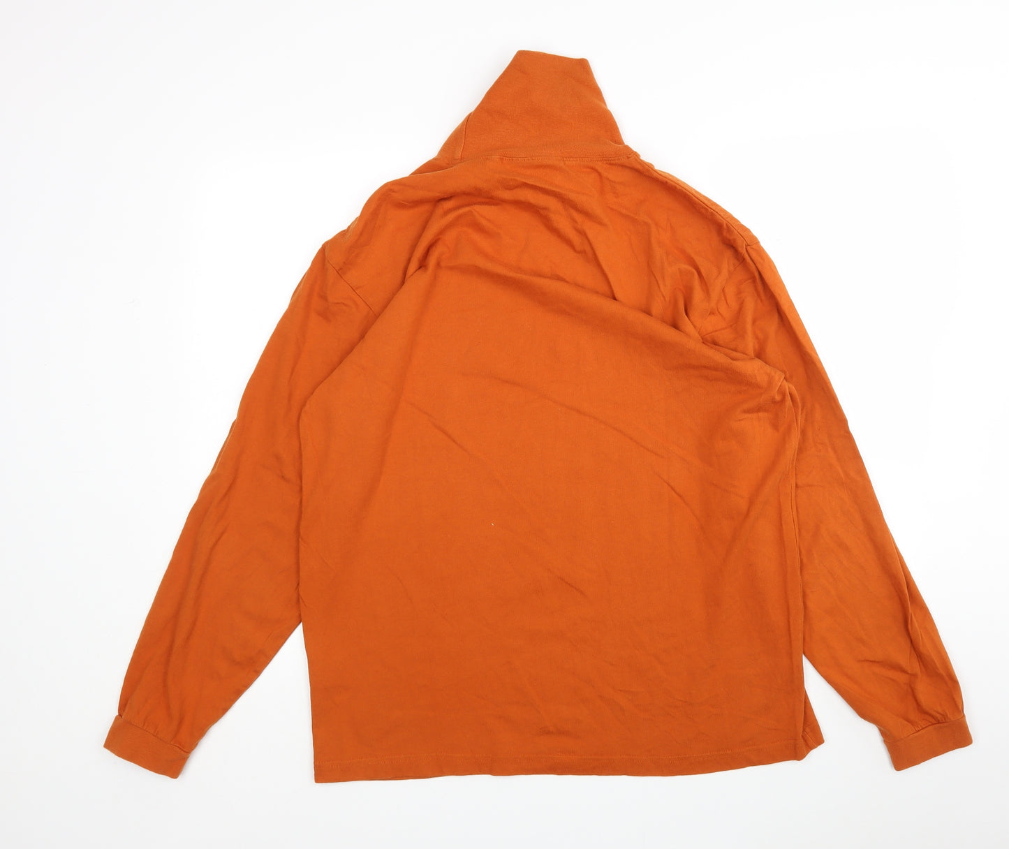 Adam Friday Mens Orange  Cotton  T-Shirt Size L Roll Neck