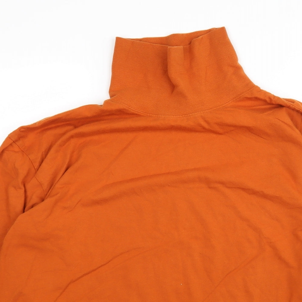 Adam Friday Mens Orange  Cotton  T-Shirt Size L Roll Neck