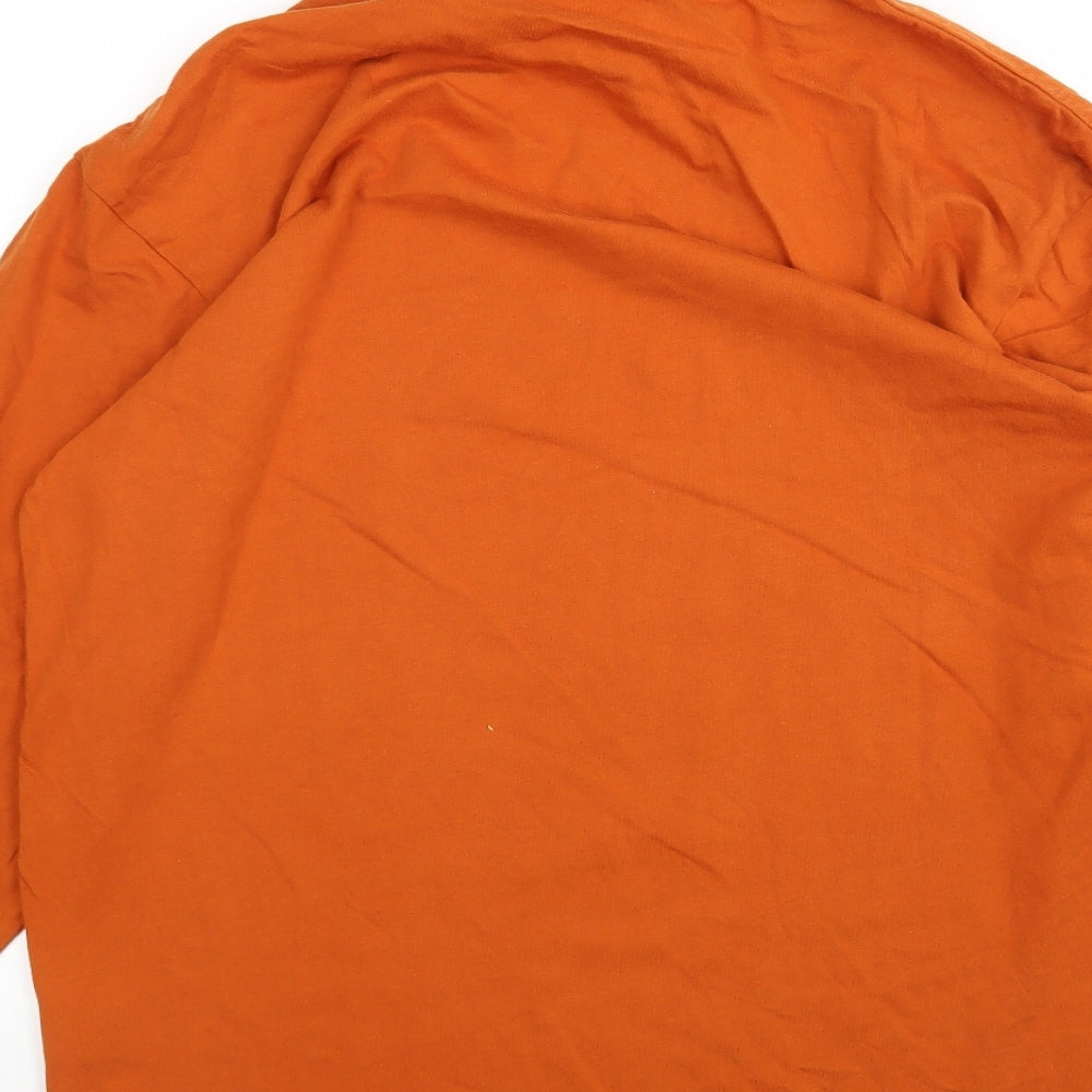 Adam Friday Mens Orange  Cotton  T-Shirt Size L Roll Neck