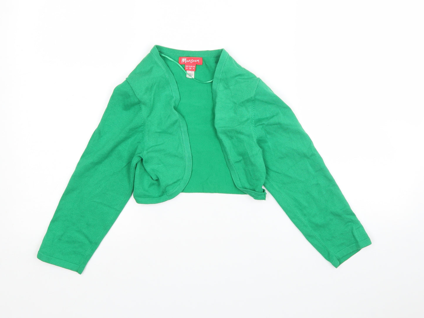Monsoon Womens Green V-Neck  Cotton Cardigan Jumper Size 8
