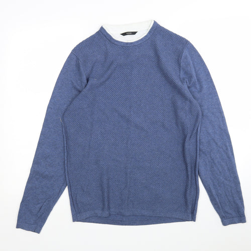 George Womens Blue Round Neck  Cotton Pullover Jumper Size M
