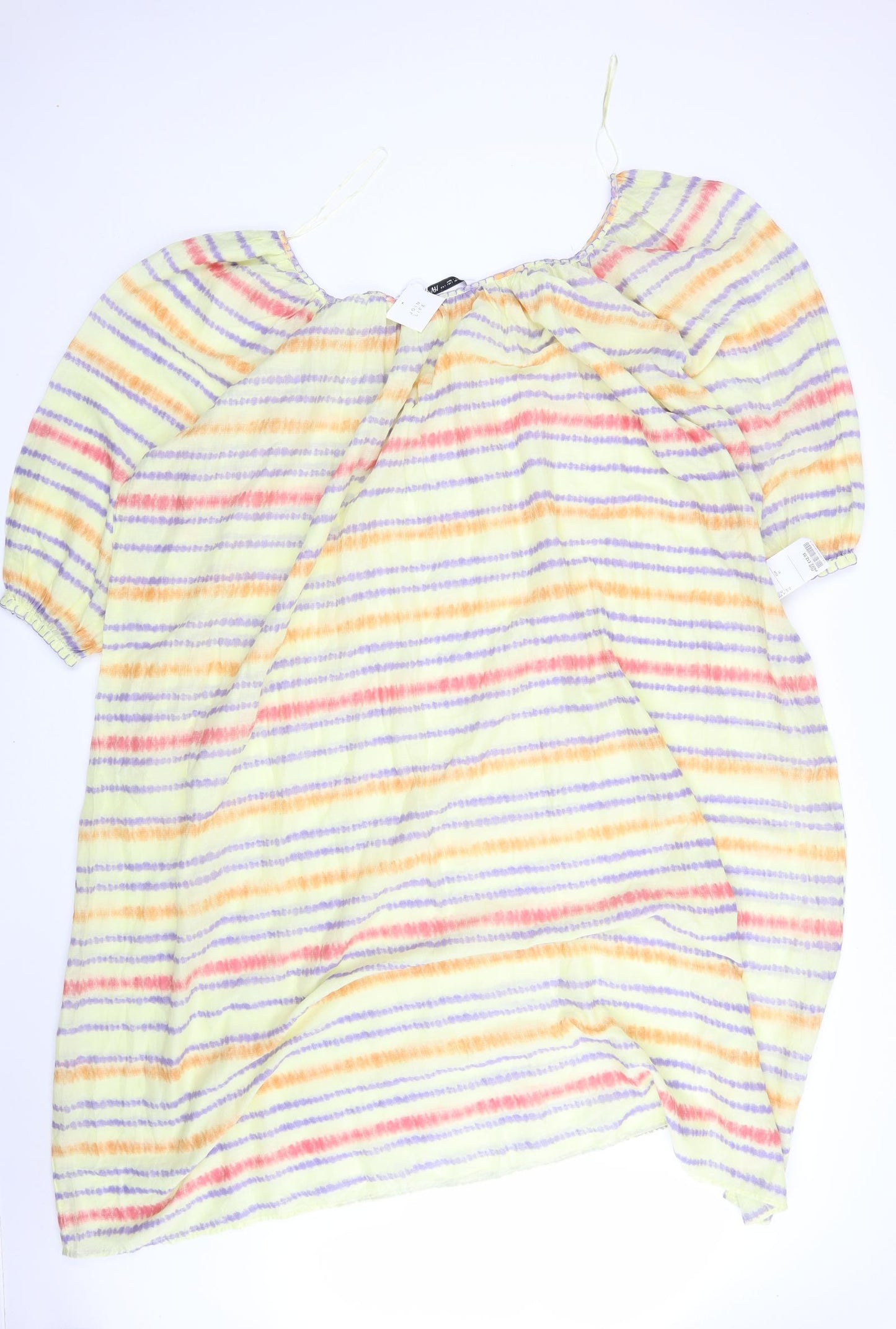 Zara Womens Multicoloured Striped Cotton A-Line  Size L  Round Neck