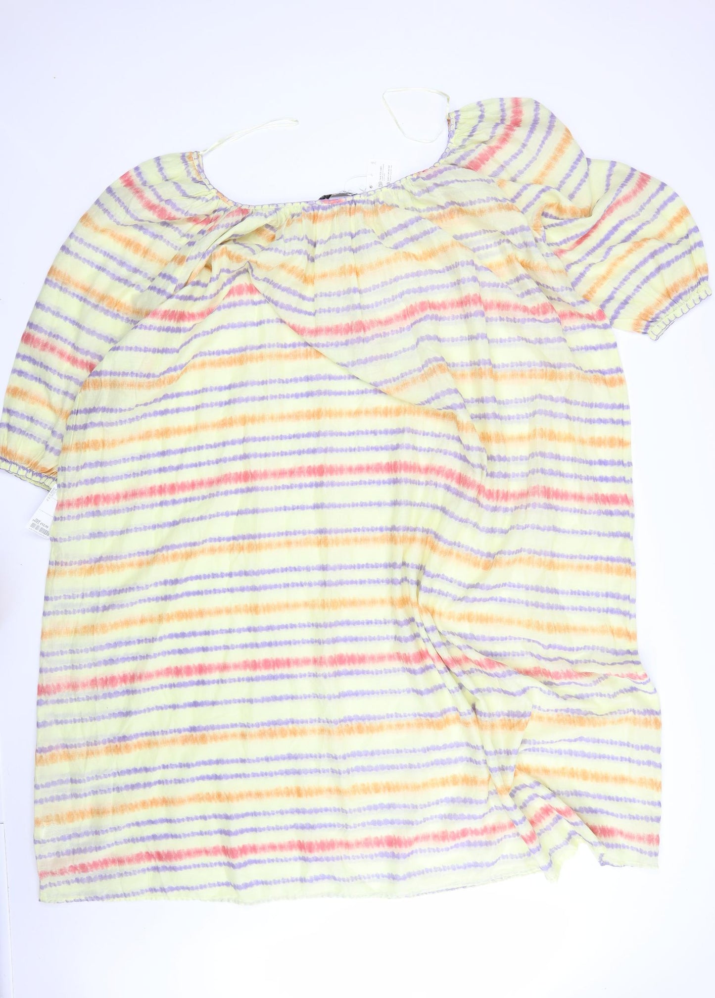Zara Womens Multicoloured Striped Cotton A-Line  Size L  Round Neck