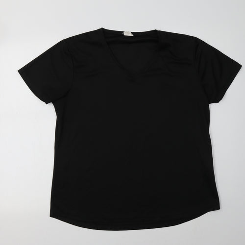 Awdis Womens Black  Polyester Jersey T-Shirt Size XL V-Neck