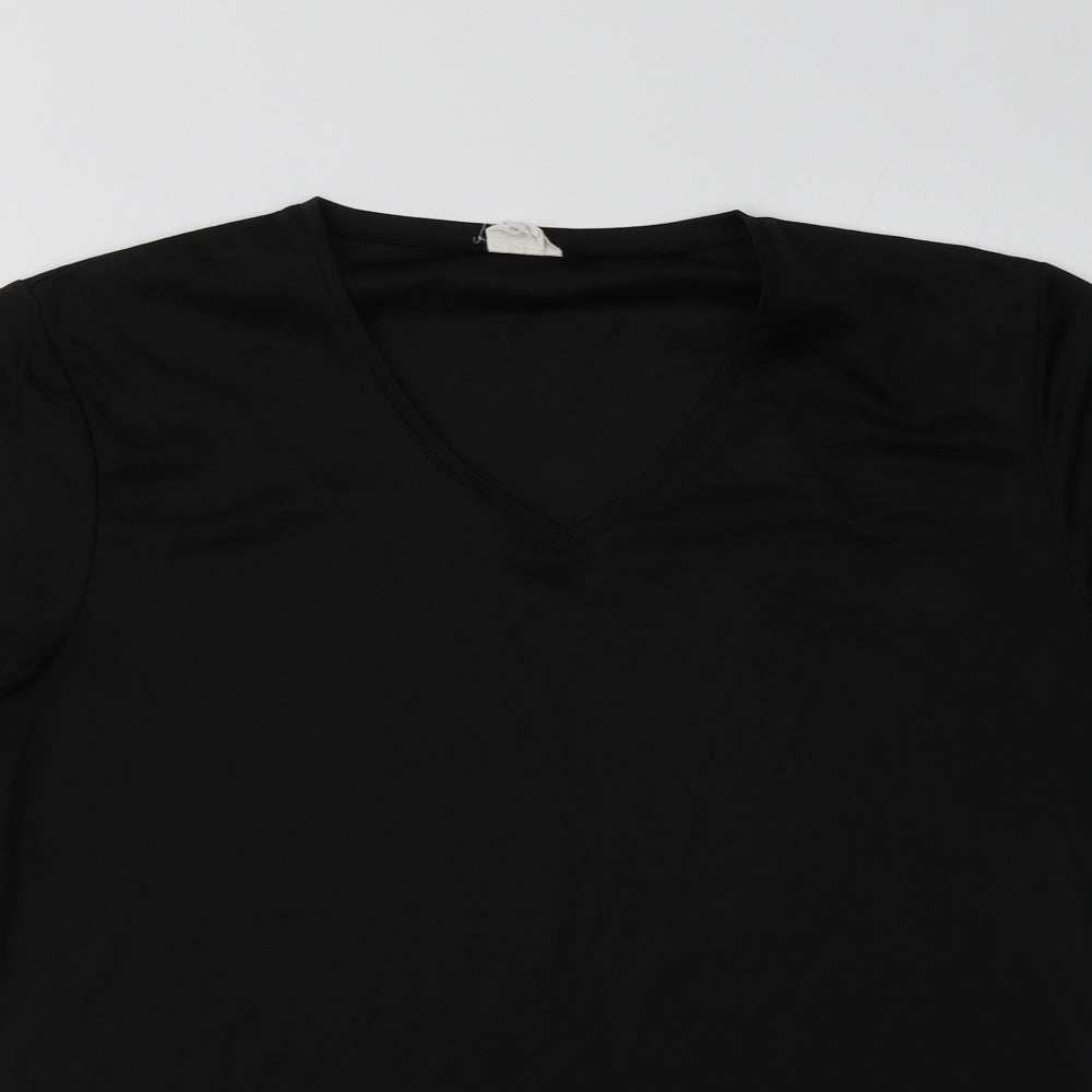 Awdis Womens Black  Polyester Jersey T-Shirt Size XL V-Neck