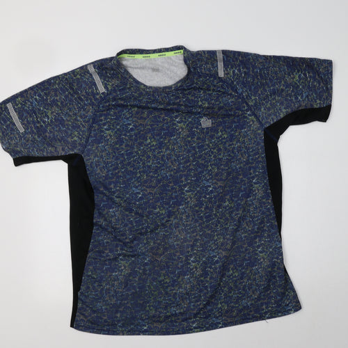 Admiral Mens Blue Geometric Polyester  T-Shirt Size L Crew Neck