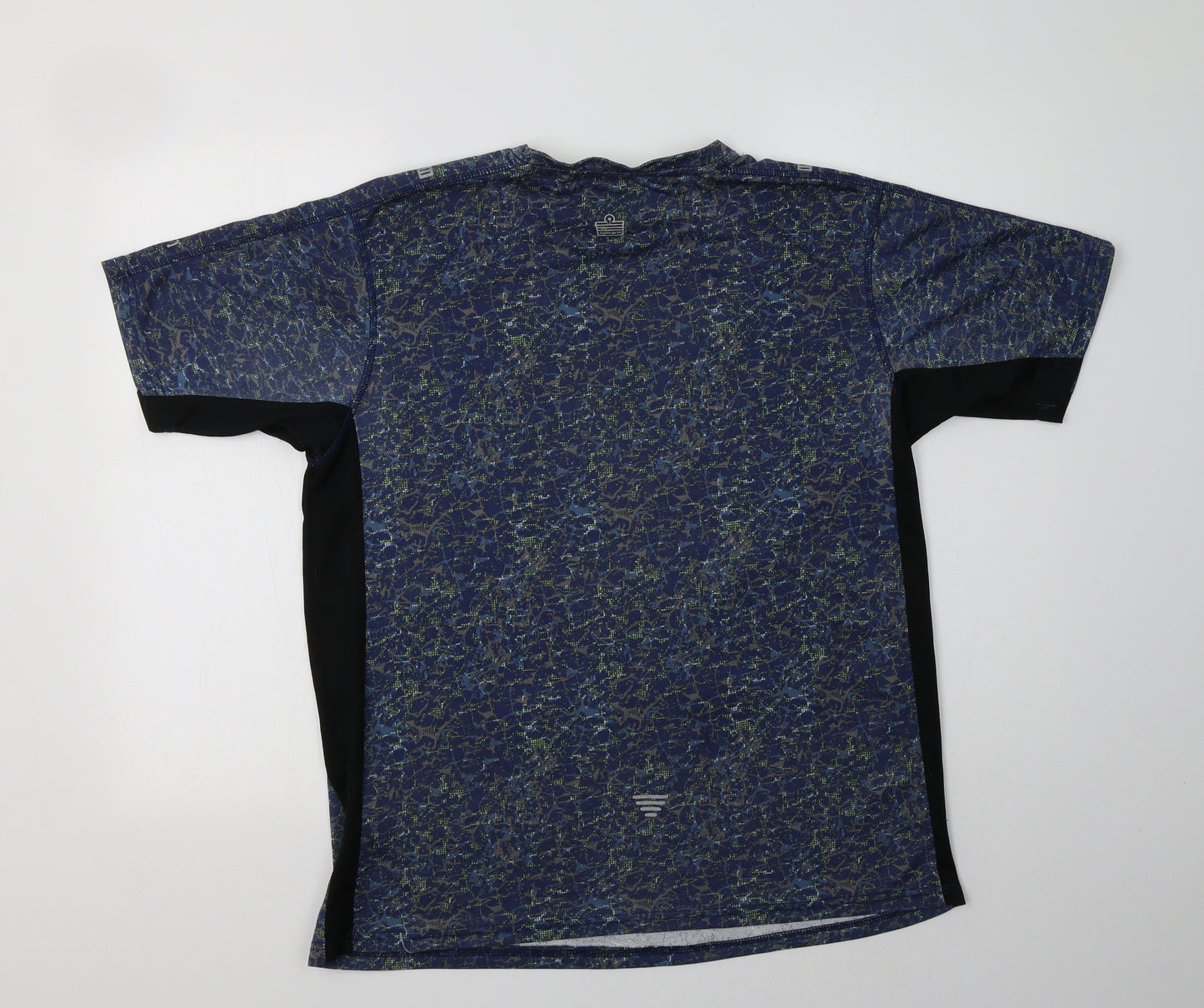 Admiral Mens Blue Geometric Polyester  T-Shirt Size L Crew Neck