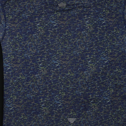 Admiral Mens Blue Geometric Polyester  T-Shirt Size L Crew Neck