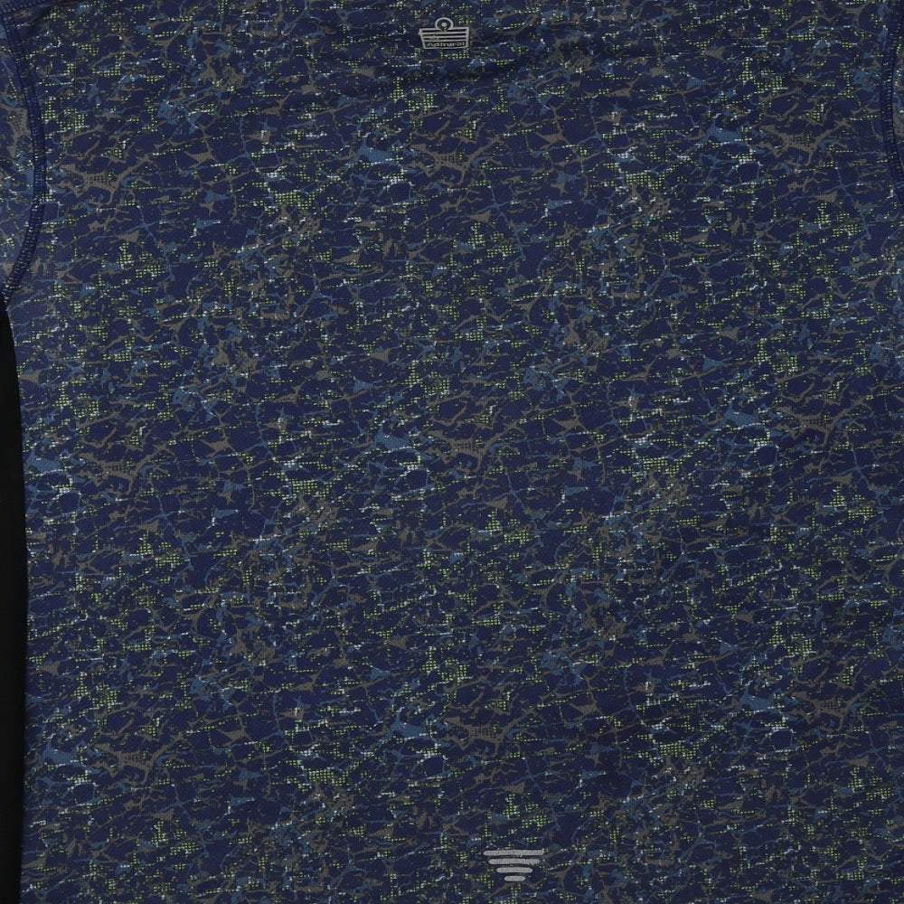 Admiral Mens Blue Geometric Polyester  T-Shirt Size L Crew Neck