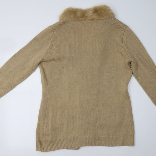 B. Yo Womens Beige   Overcoat Coatigan Size 14