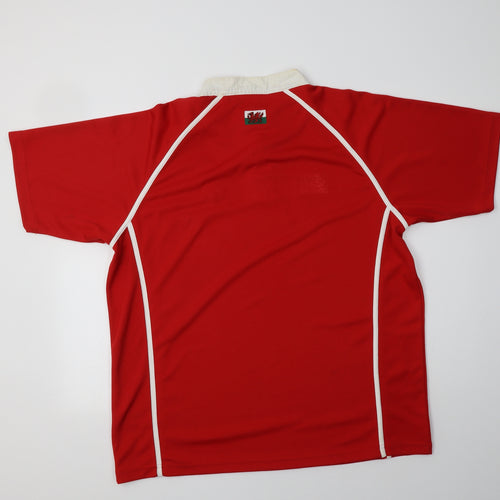 Manav Mens Red  Polyester  T-Shirt Size XL Collared  - Wales