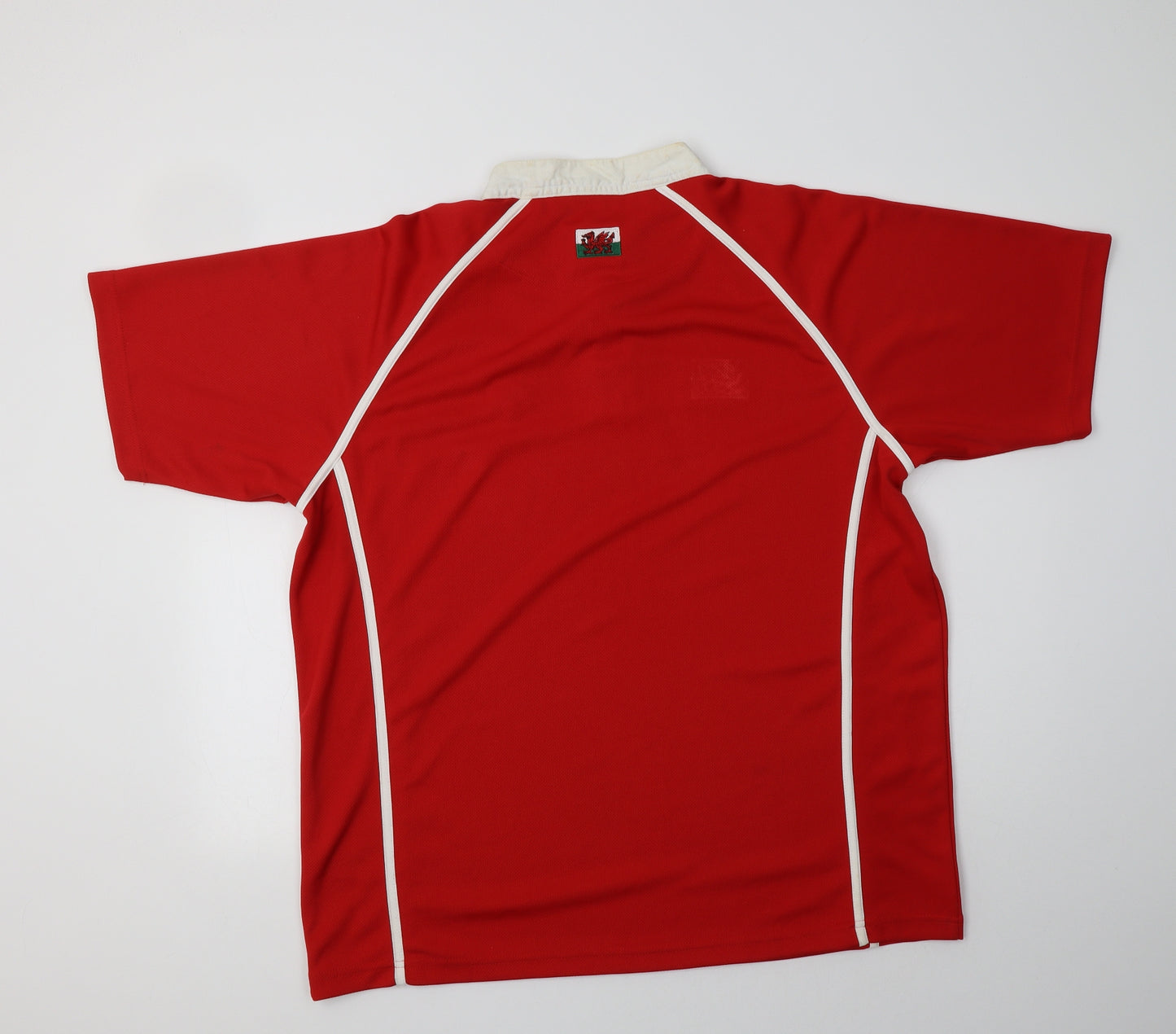Manav Mens Red  Polyester  T-Shirt Size XL Collared  - Wales
