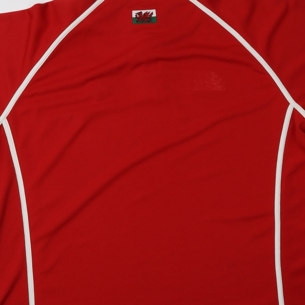 Manav Mens Red  Polyester  T-Shirt Size XL Collared  - Wales