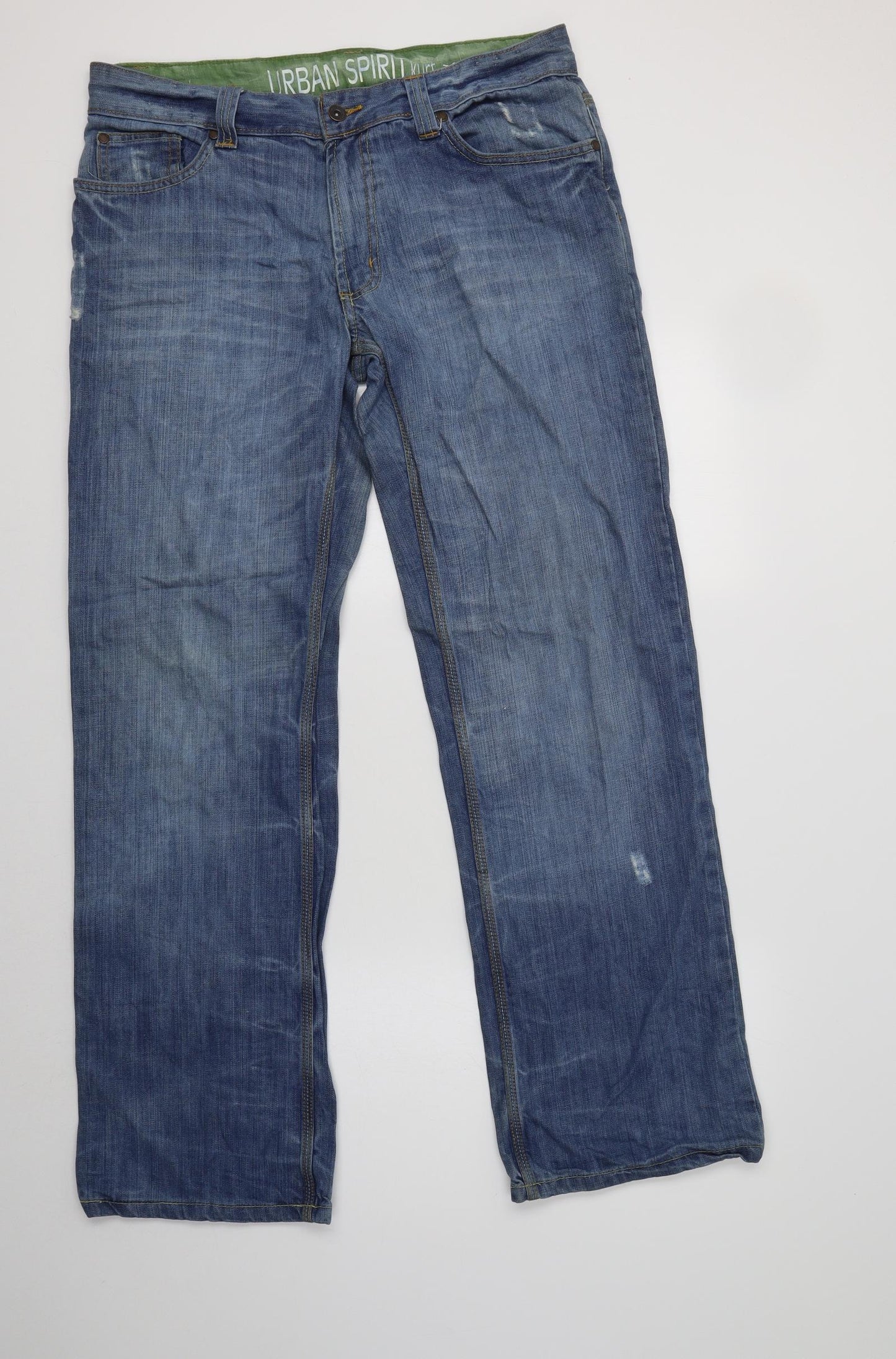 Urban Spirit Mens Blue  Cotton Bootcut Jeans Size 34 L32 in Regular