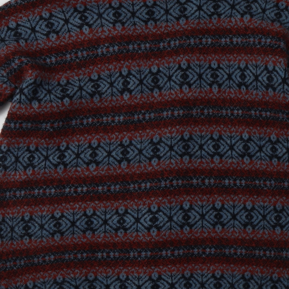M&S Womens Blue Fair Isle  Overcoat Coatigan Size M