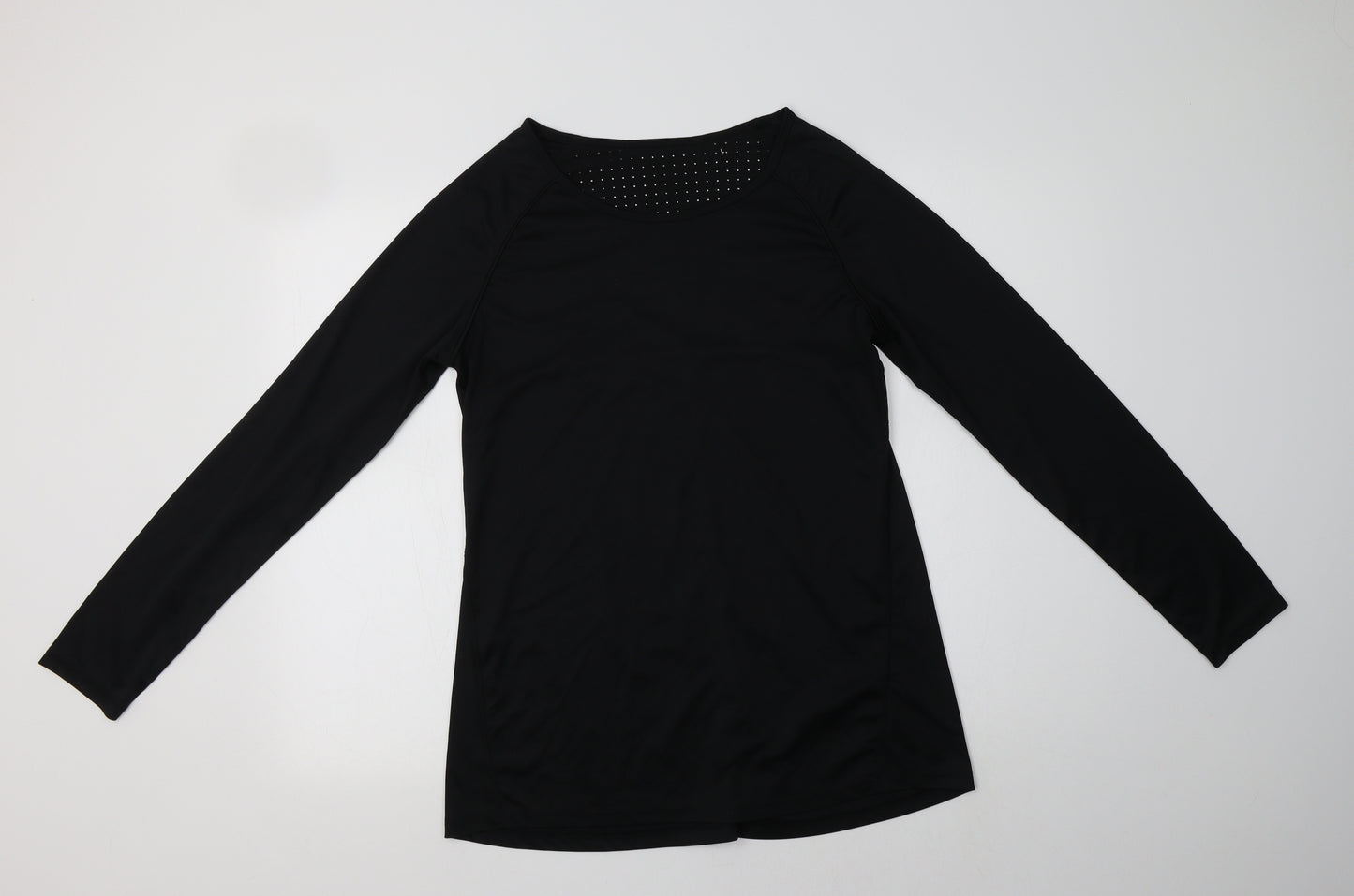 Saxnet Womens Black  Polyester Basic T-Shirt Size L Crew Neck