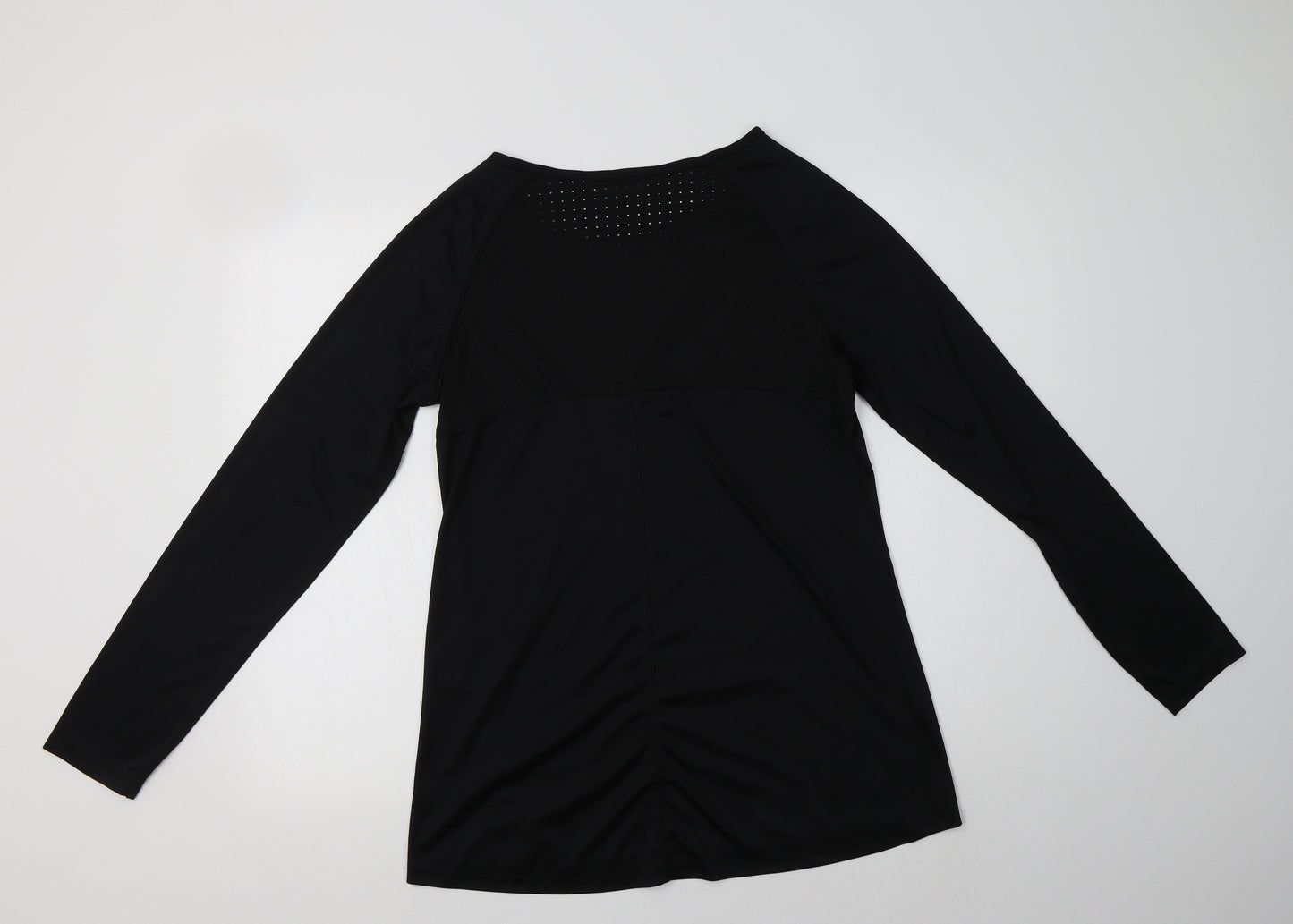 Saxnet Womens Black  Polyester Basic T-Shirt Size L Crew Neck