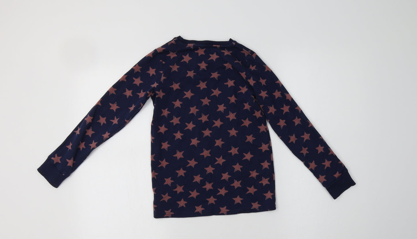 NEXT Girls Blue Geometric Cotton Top Pyjama Top Size 9-10 Years   - Star Print
